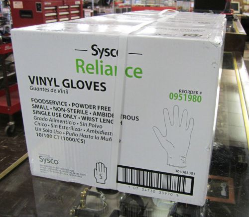 Box of 1000 Sysco Reliance Vinyl Powder-Free Food Service Gloves Small