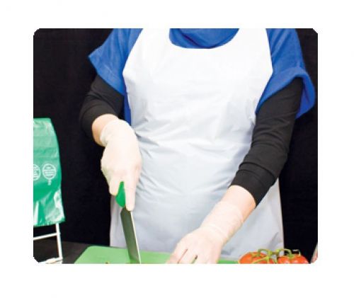 (100) Neat Gards Heavy Duty White 28x46” Poly Aprons Plastic Disposable AHEW