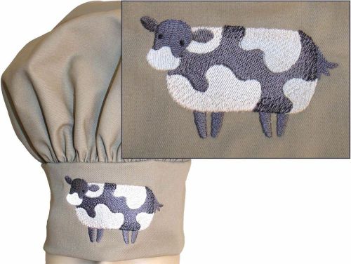 Milk Farm Moo Cow Khaki Child Size Chef Hat Custom Embroidered Farmer Kitchen