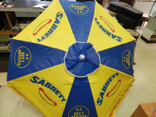 Sabrett Umbrella Yellow/Blue 6&#039; Wide Full Size for Hotdog Cart