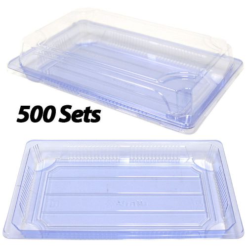 Clear Sushi Containers 8.4x5.5x1.7 (500 Sets) Plastic Sushi Box/Takeout/To Go