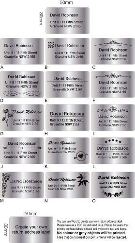 100 Personalised Return Address Silver Labels Sticky Sticker Business Postage
