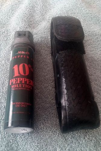 Black basketweave large pepper spray duty belt holder for sale