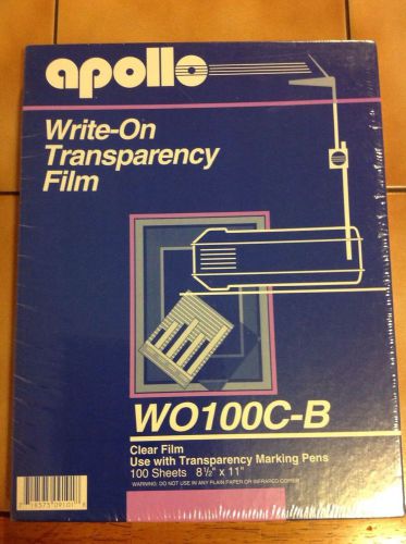 Apollo Write-On Transparency Film WO100C-B 100 Sheets 8 1/2&#034; X 11&#034; (NIB)