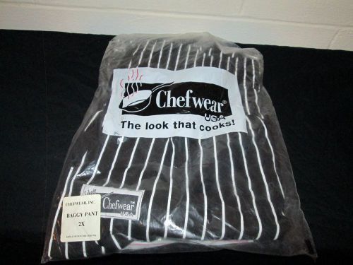 Chef pants by CHEF WEAR USA,INC. SIZE 2xl black w/strips