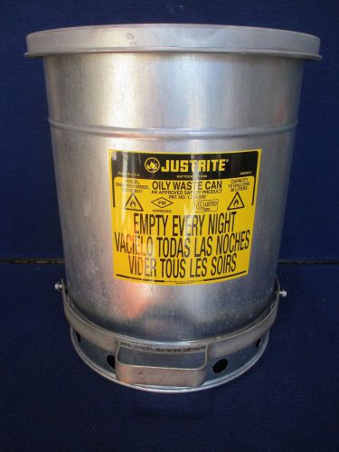 #A383 Justrite 10 Gallon Oily Waste Can Model No. 09301 All Steel 14&#034; Dia x 18&#034;H