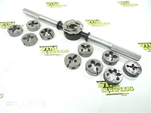 Lot of 10 hss pipe &amp; reg. dies 1/8&#034; -27 npt to 3/8&#034; -16 unc with wrench hanson for sale