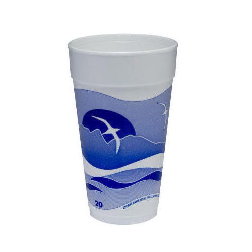 Dart® 20 oz printed horizon foam hot / cold cup 25 / bag in blueberry / white for sale