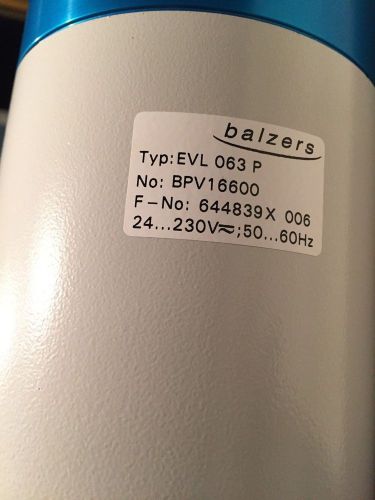Balzer EVL 063P vacuum valve used No:BPV16600 24 volt