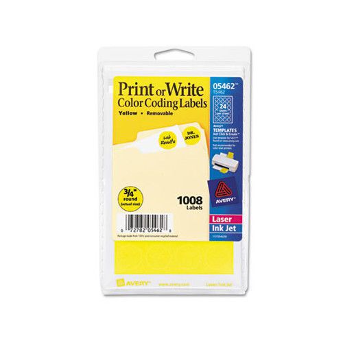 Avery Print or Write Removable Color-Coding Labels 0.75&#034; dia Yellow Set of 2