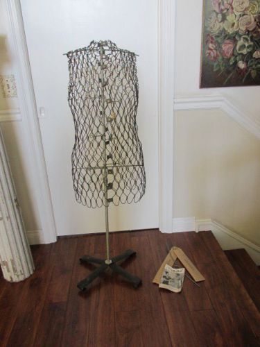 Wonderful Vintage DRESS FORM MANNEQUIN Wire Mesh w/Stand MY DOUBLE Adjustable