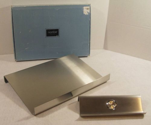 New nambe desk accessories stainless steel matching clock 4004 &amp; paper tray 4008 for sale