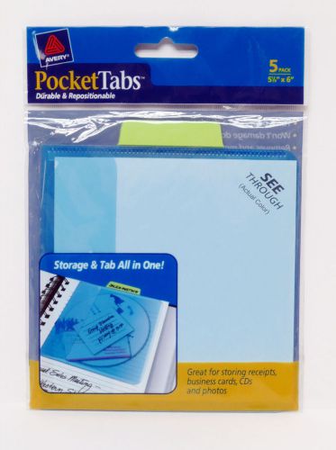 NEW Avery PocketTabs DIVIDERS Transparent CD Size - Lime and Blue - 5pk - 16362