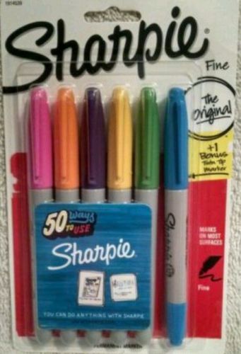 6 Pack Sharpie Fine Point The Original Colored Permanent Markers Blue Purple +