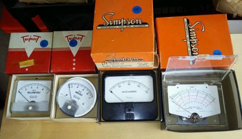 Lot of (4) Triplett and Simpson Electronic Meters Milliamperes, ohms etc NOS