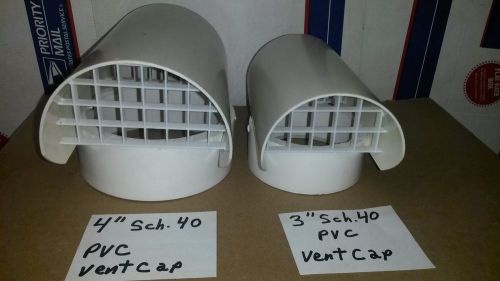 (2) radon / rain vent caps pvc 3&#034; &amp; 4&#034; sch.40 ( new ) for sale