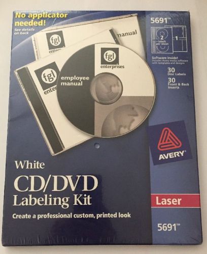 AVERY 5691 CD/DVD LABELING KIT 30 DISC LABELS &amp; 30 CD/DVD CASE INSERTS-LASER