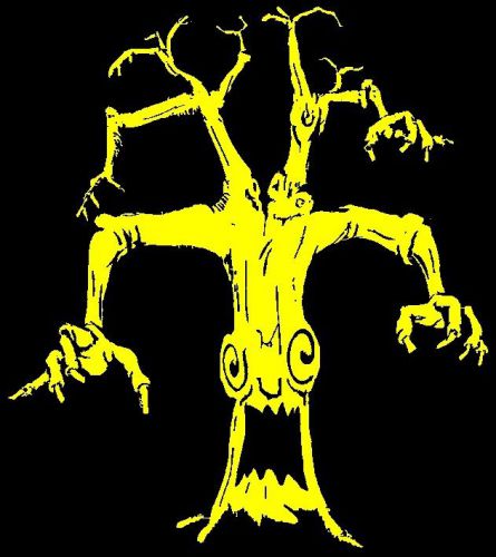 30 Custom Yellow Scary Tree Personalized Address Labels