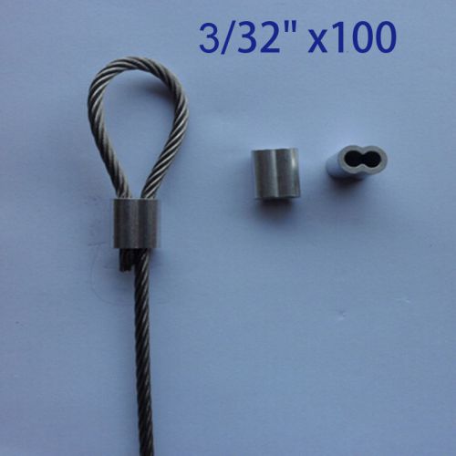 3/32 ALUMINUM CABLE DOUBLE FERRULES CABLE STOPS SNARE WIRE SWAGE TRAP 100 2.5mm