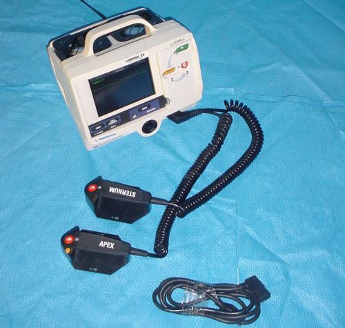 Physio control lifepak 20 patient monitor pacing pacer aed w/ cables &amp; paddles for sale