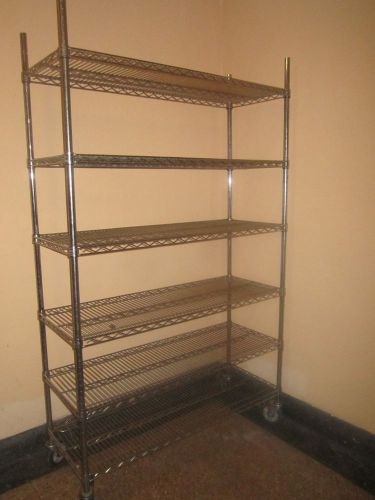wire shelves 4 chrome shelves with wheels 78&#034; high local delivery avaliable
