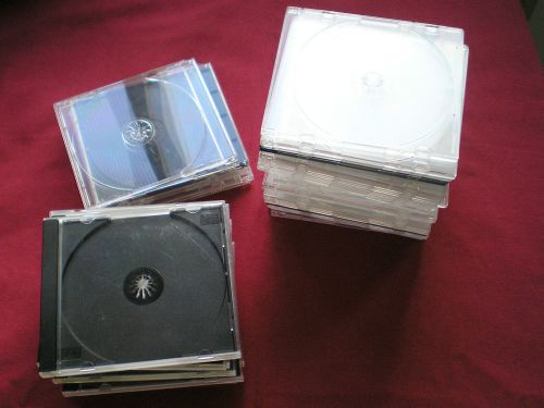 LOT OF 40 USED EMPTY CD JEWEL CASES~32 5.2mm Slim cases~8 full size cases