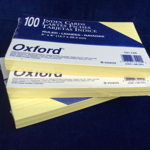 lot of 3 new packages of 100 yellow lined index cards 5 by 8 inches