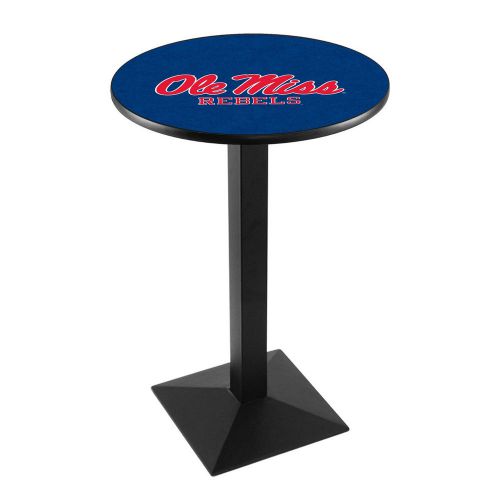 University of Mississippi 36 inch Pub Table with Black Square Stand, New
