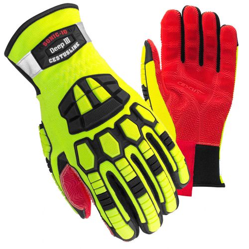 Cestus high vis deep iii sonic 10 heat resistant palm impact glove size l for sale
