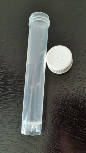 10 mil plastic test tube vials, screw on lid, free standing, Lot of 250