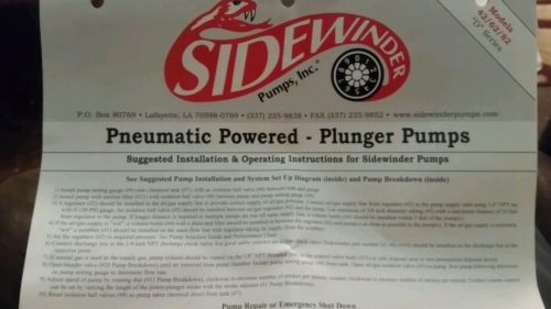 Sidewinder pneumatic powered plunger pumps repair/rebuild kit.  brand new