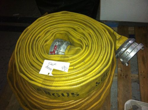 ANGUS 4&#034;x50&#039; yellow rubber hose, STORZ couplings, damaged - cut