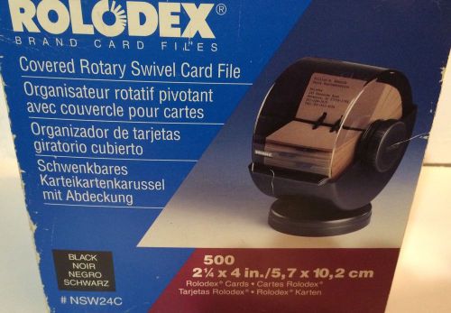 Vintage Large Rolodex Swivel Rotary 2.25 x 4 Cards with Cover Black