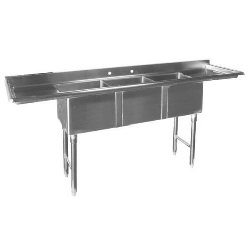 3 compartment stainless mini sinks 14x10x10-9/16  2 drainboards etl se10143db4 for sale
