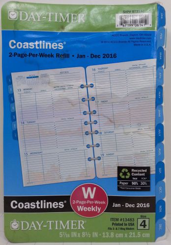 Daytimer sz 4 coastlines 13483 weekly planner refill slight damage 2016 2 pg/wk for sale