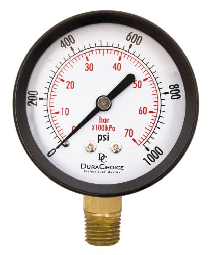2&#034; utility pressure gauge - blk.steel 1/4&#034; npt lower mount 1,000 psi for sale