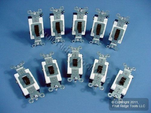 10 Brown Leviton INDUSTRIAL Toggle Light Switches DOUBLE POLE 20A 1222-S