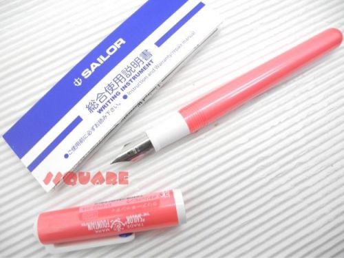 Sailor Clear Candy Medium Fine Nib Fountain Pen 12 Ink Cartridges, Metallic Pink