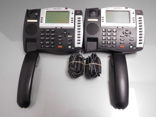 Lot of 2x TalkSwitch TS-600 2-Line Analog Display Phone w/ Power Supply LOT B