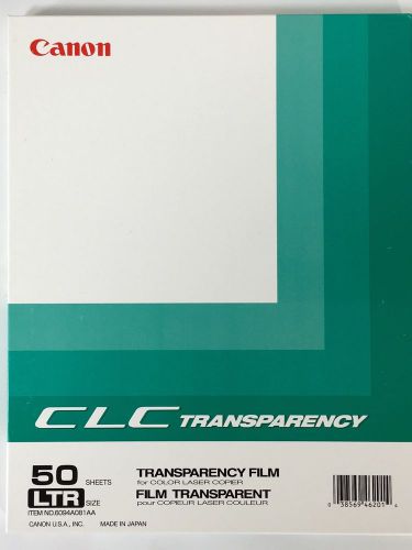 Transparency Film For Color Laser Copiers 50 Sheets LTR Canon 6094A081AA New
