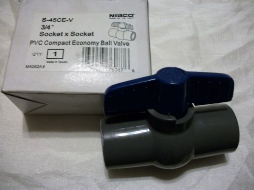 New in box nibco s-45ce-v 3/4&#034; socket x socket pvc compact economy ball valve for sale