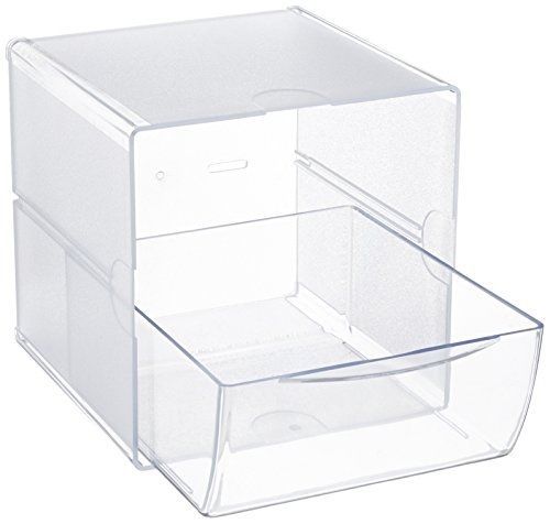 Deflecto Desk Cube Organizer with Drawer, 7 x 6 x 6 Inches, Clear (350801)