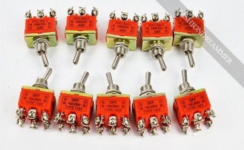New 10pcs 6-Pin Toggle DPDT ON-OFF-ON Switch 15A 250V attractive