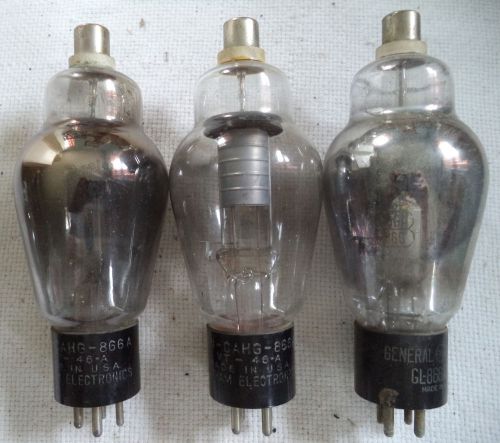 (3) Used Chatham and GE 866A Half-Wave MV Rectifier Tube  N/R