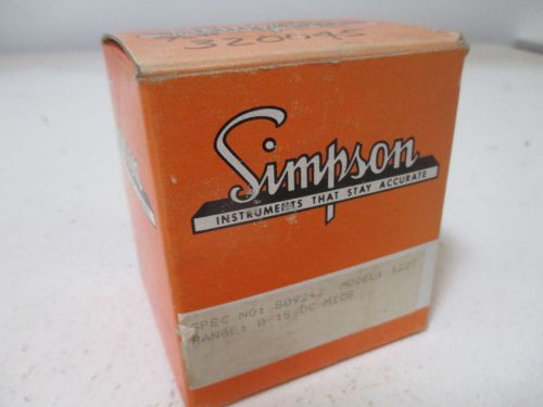 SIMPSON MODEL 1227 PANEL METER 0-15 *NEW IN A BOX*