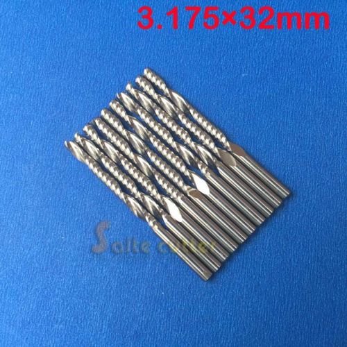 10pc Carbide End Milling One Single Flute Spiral CNC Router Bits Tools 1/8&#034; 32mm