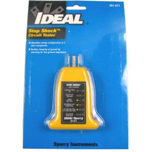Ideal/sperry 61-511 circuit tester, receptacle hazardous ground, stop shock for sale