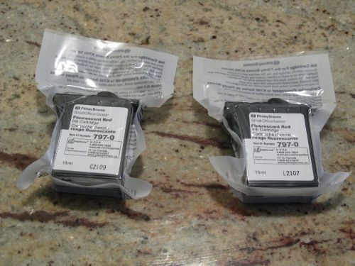 2 Pitney Bowes Ink Cartridge K700 Series. Fluorescent Red. Free Shipping.