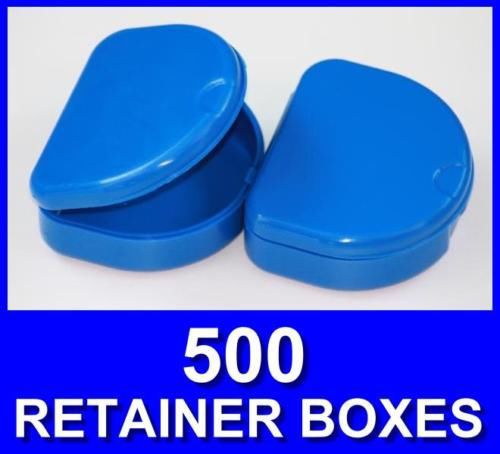 500 dark blue denture retainer box orthodontic dental case mouth ortho brace for sale