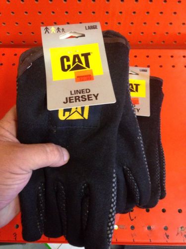 Lot Of 2 Pairs Work Gloves (large) CAT Lined Jersey GLOVE X0254